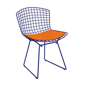 Knoll Side Chair with Cushion by Harry Bertoia - Blue/ Orange