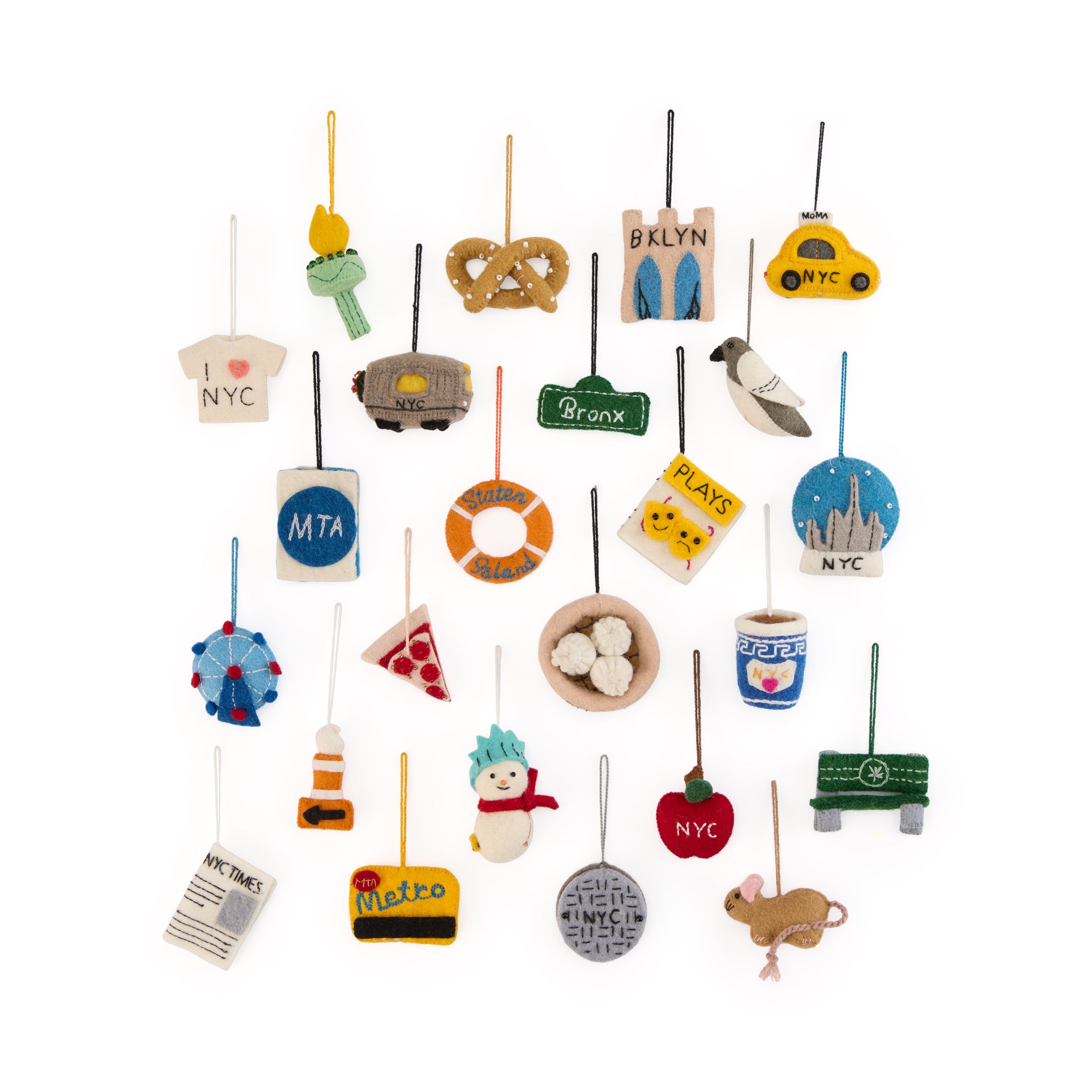 MoMA NYC Mini Felt Holiday Ornaments - Set of 24