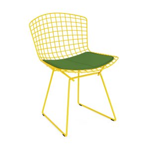 Knoll Side Chair with Cushion by Harry Bertoia - Yellow/ Evergreen