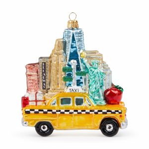 NYC Glass Holiday Ornament - Taxi