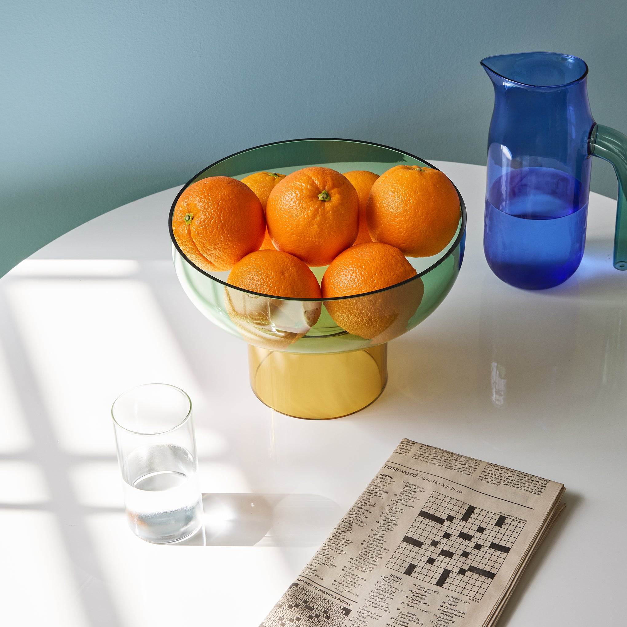 Dual Color Glass Fruit Bowl - Green/ Yellow - Image 4