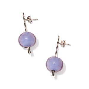 Paletto Glass Sphere Earrings - Purple