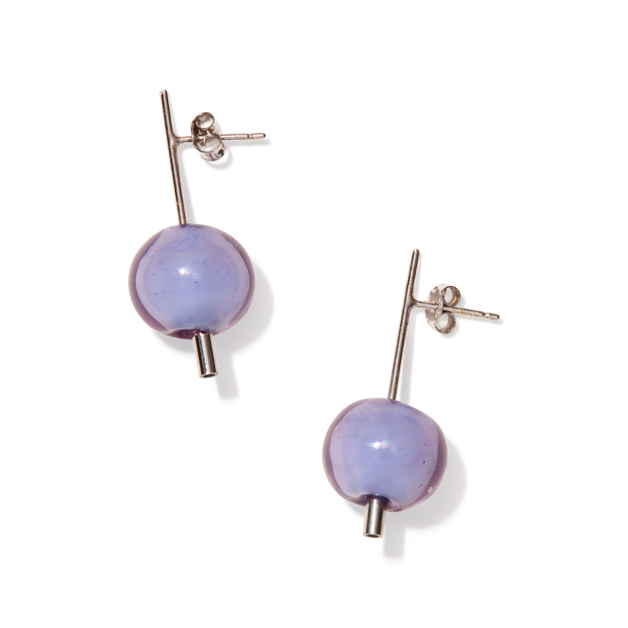 Paletto Glass Sphere Earrings - Purple