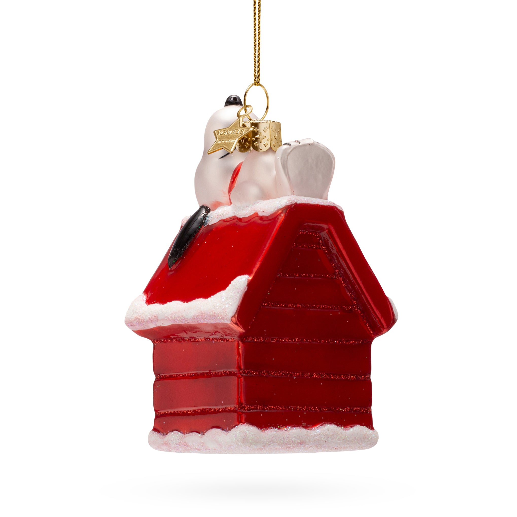 Snoopy Glass Holiday Ornament - Snoopy on Doghouse - Image 4