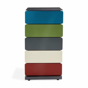 5-Drawer Pivot Cabinet - Blue/ Gray/ Red