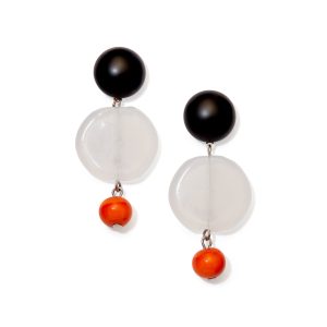 Murano Drop Earrings - White/ Orange