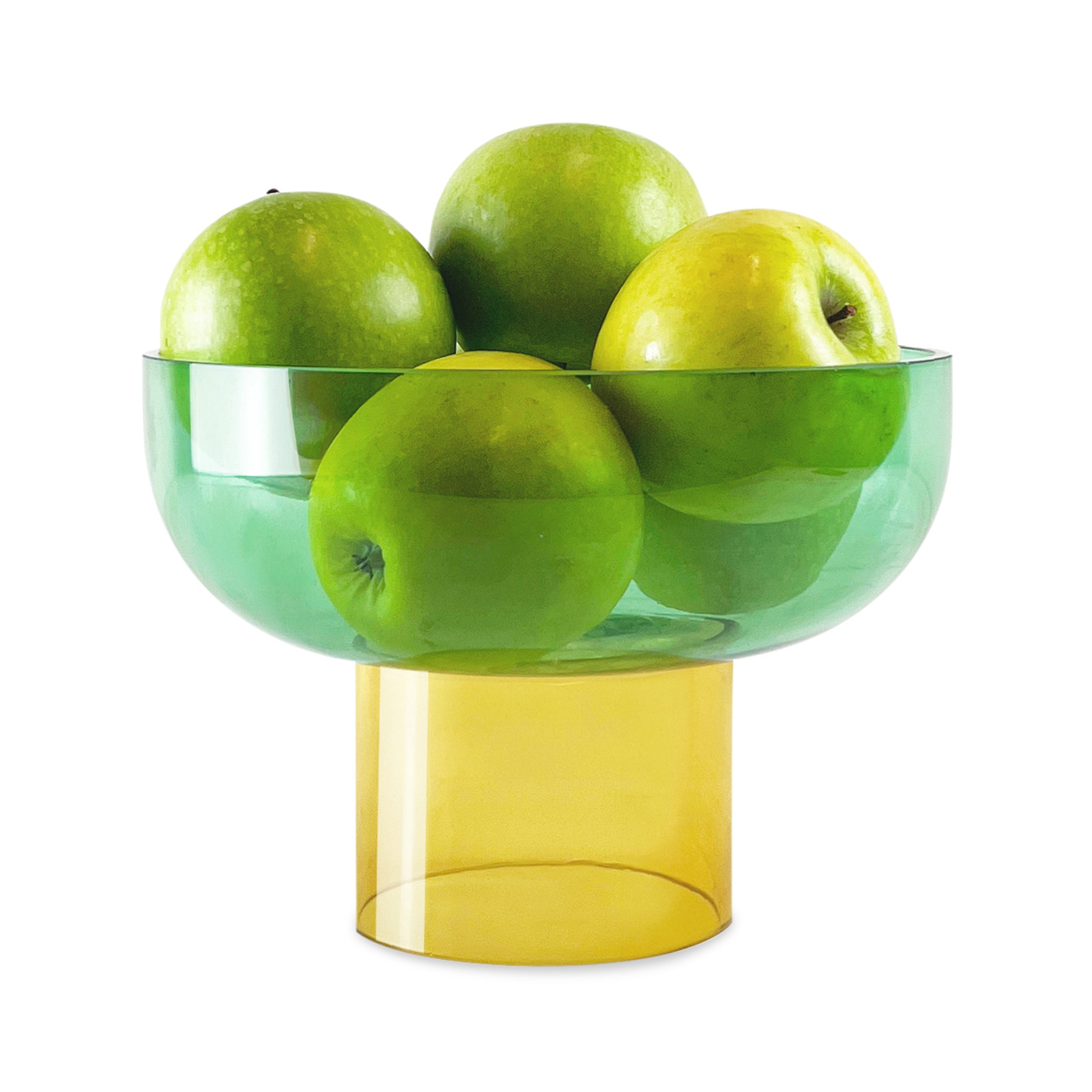Dual Color Glass Fruit Bowl - Green/ Yellow - Image 8