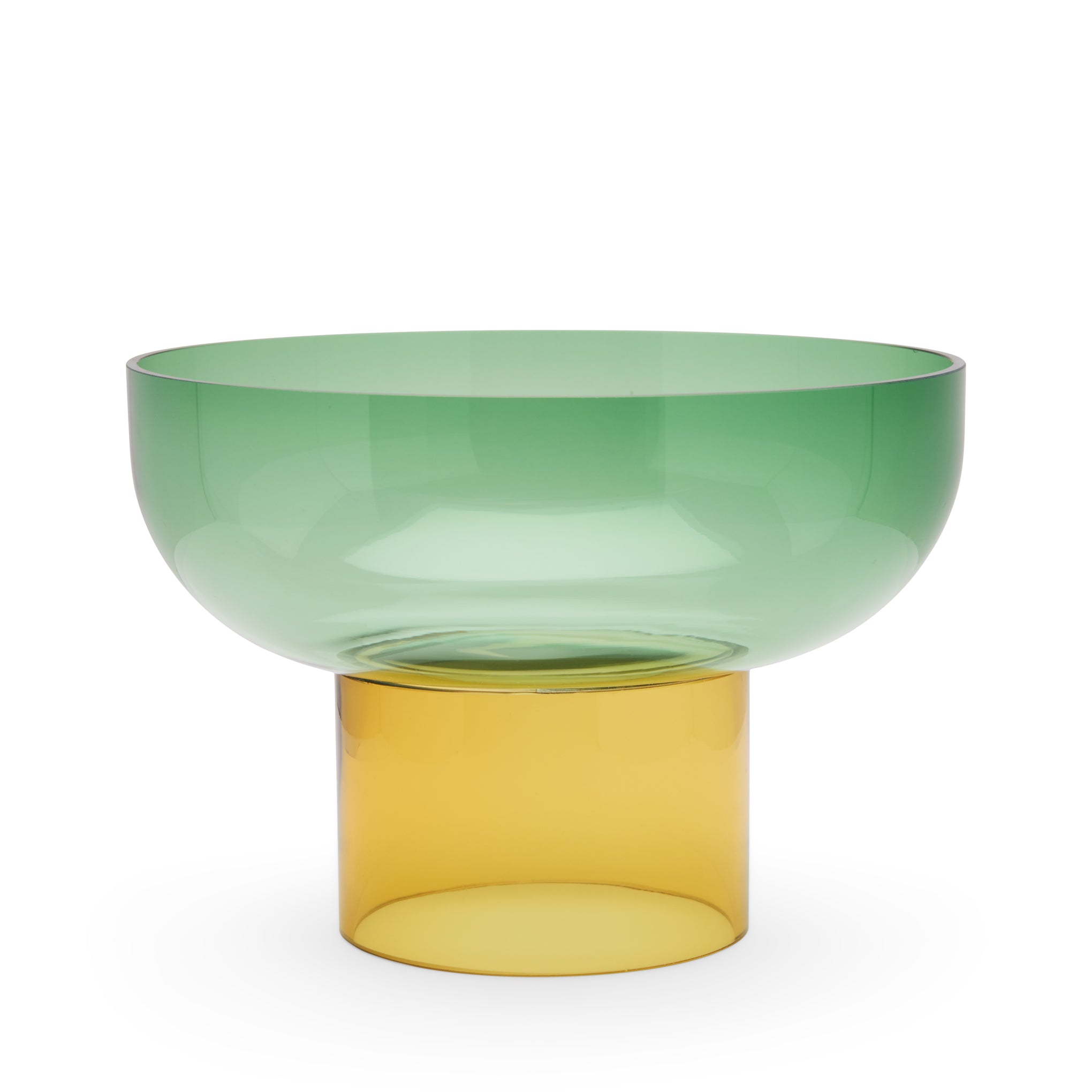 Dual Color Glass Fruit Bowl - Green/ Yellow - Image 2
