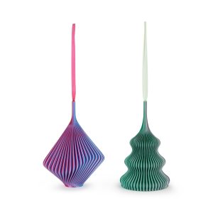 3D-Printed Holiday Ornaments - Set of 2 - Sage/Passion Fruit