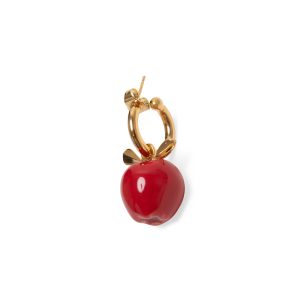 Andr??s Gallardo Red Apple Single Gold-Plated Hoop Earring