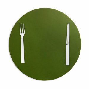 Dual-Sided Recycled Leather Placemat - Green/ Black
