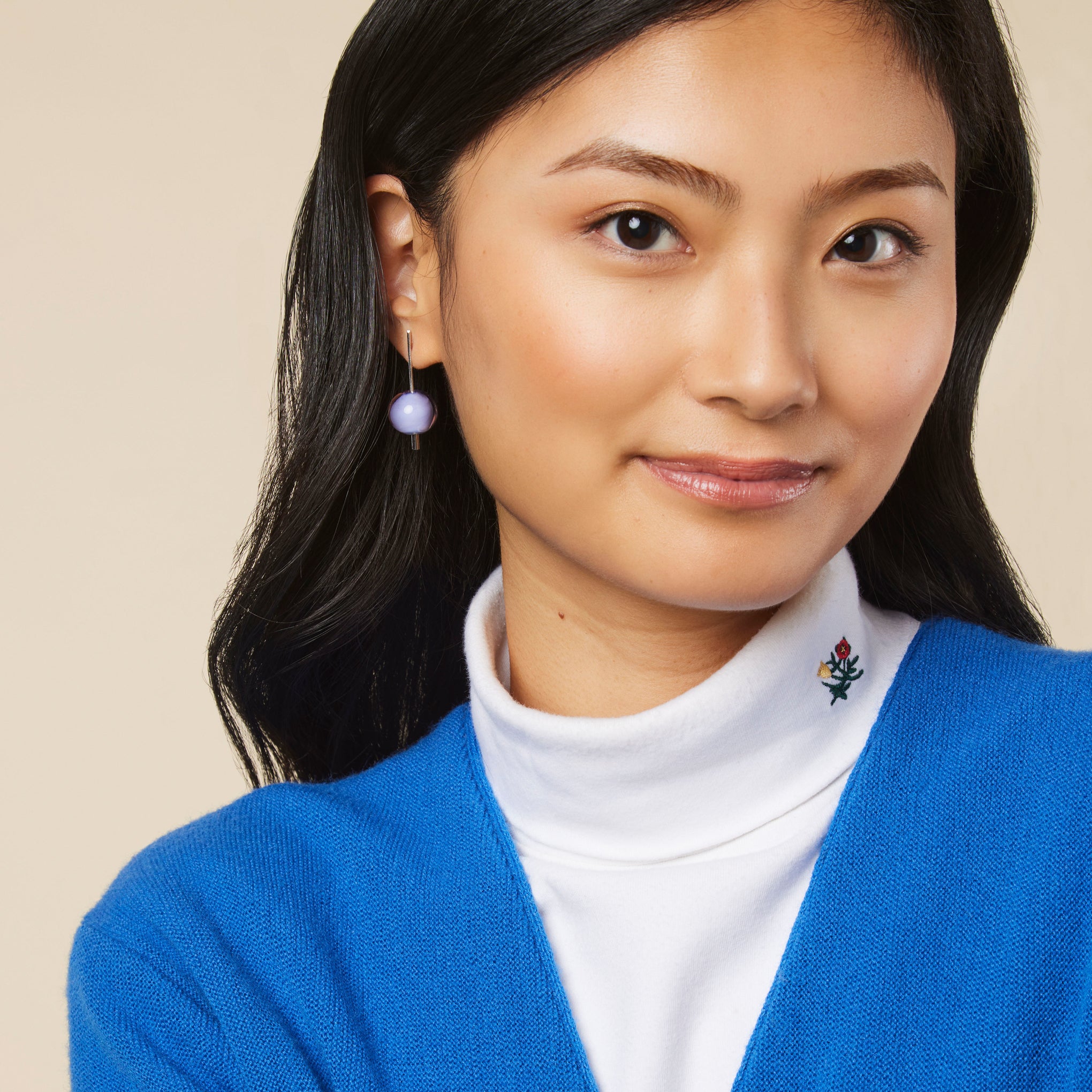 Paletto Glass Sphere Earrings - Purple - Image 3