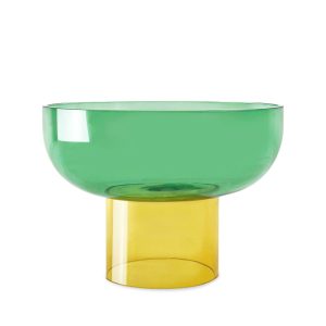 Dual Color Glass Fruit Bowl - Green/ Yellow