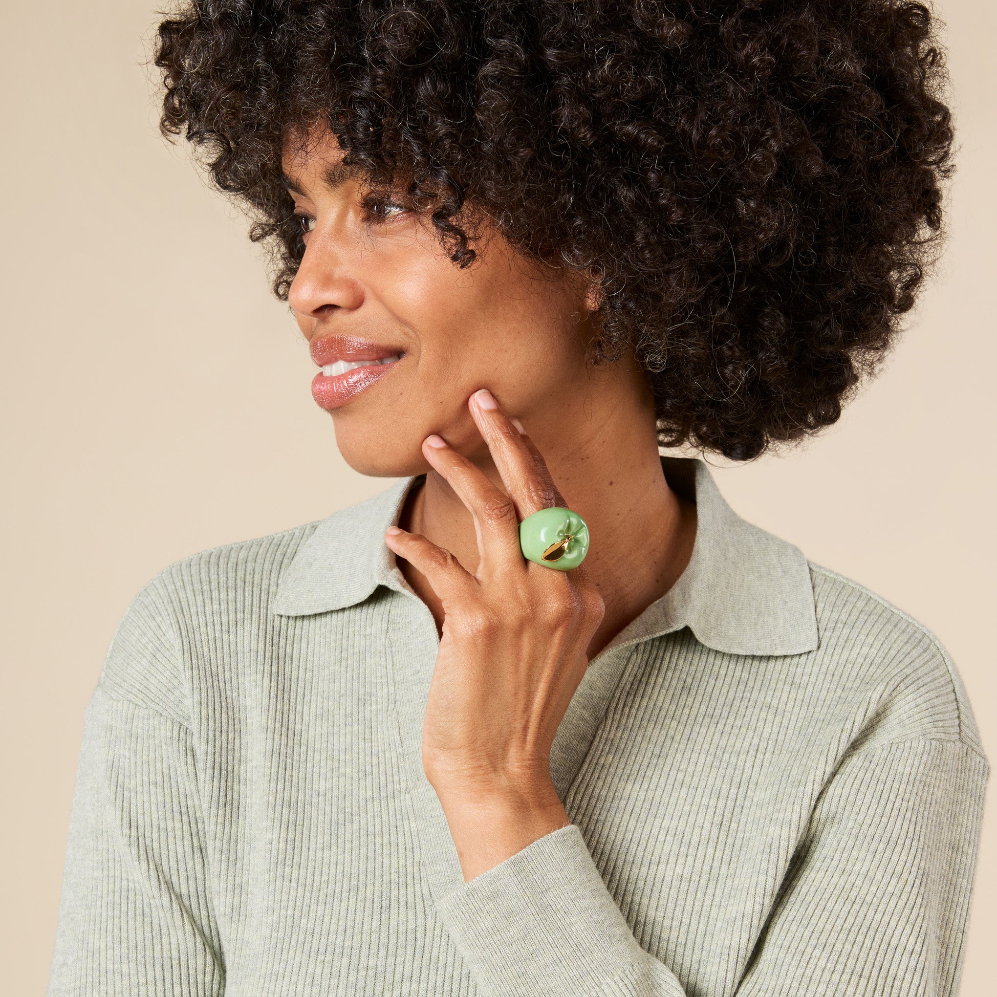 Andrés Gallardo Green Apple Gold-Plated Ring - Image 2