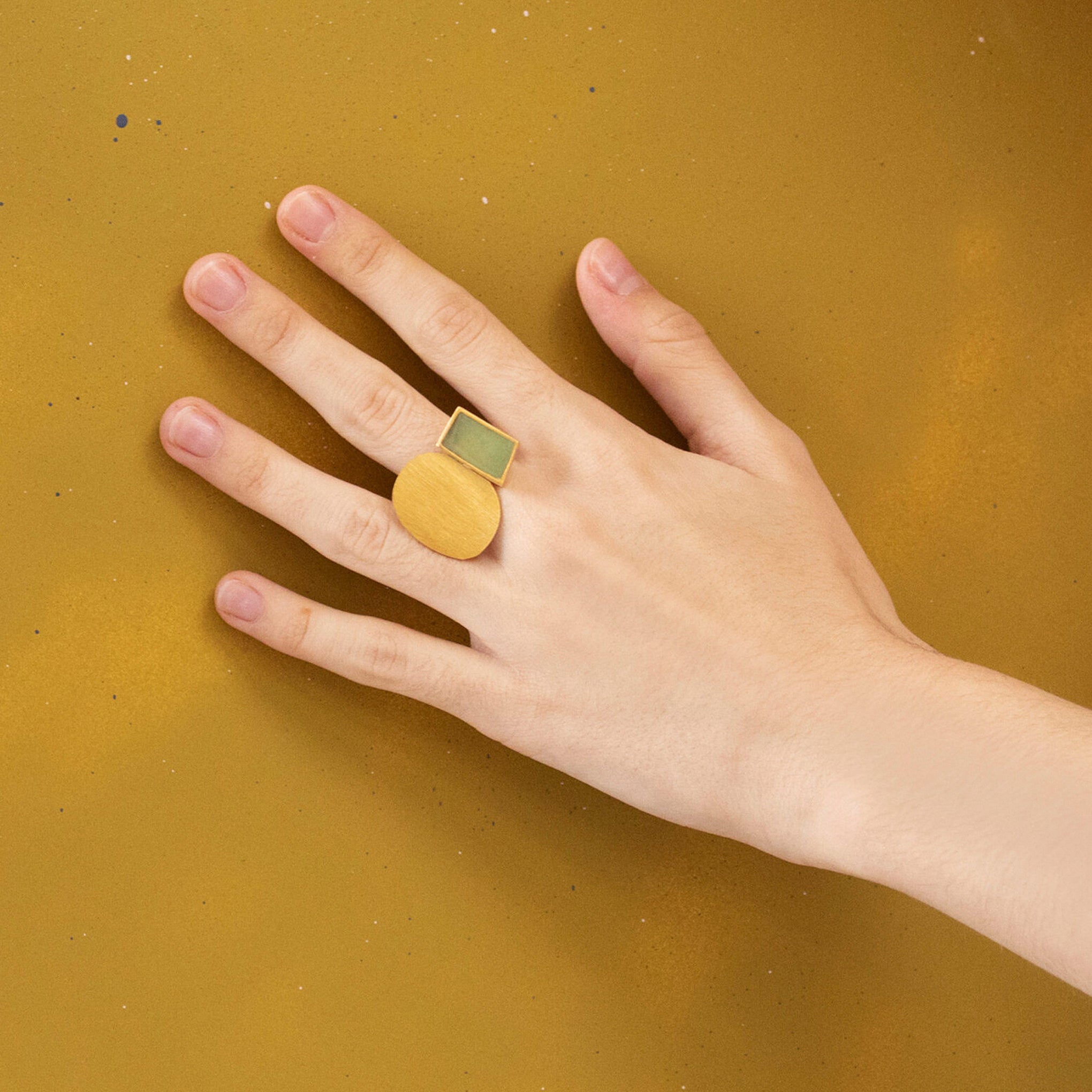 Geometric Collage Gold-Plated Ring - Image 2