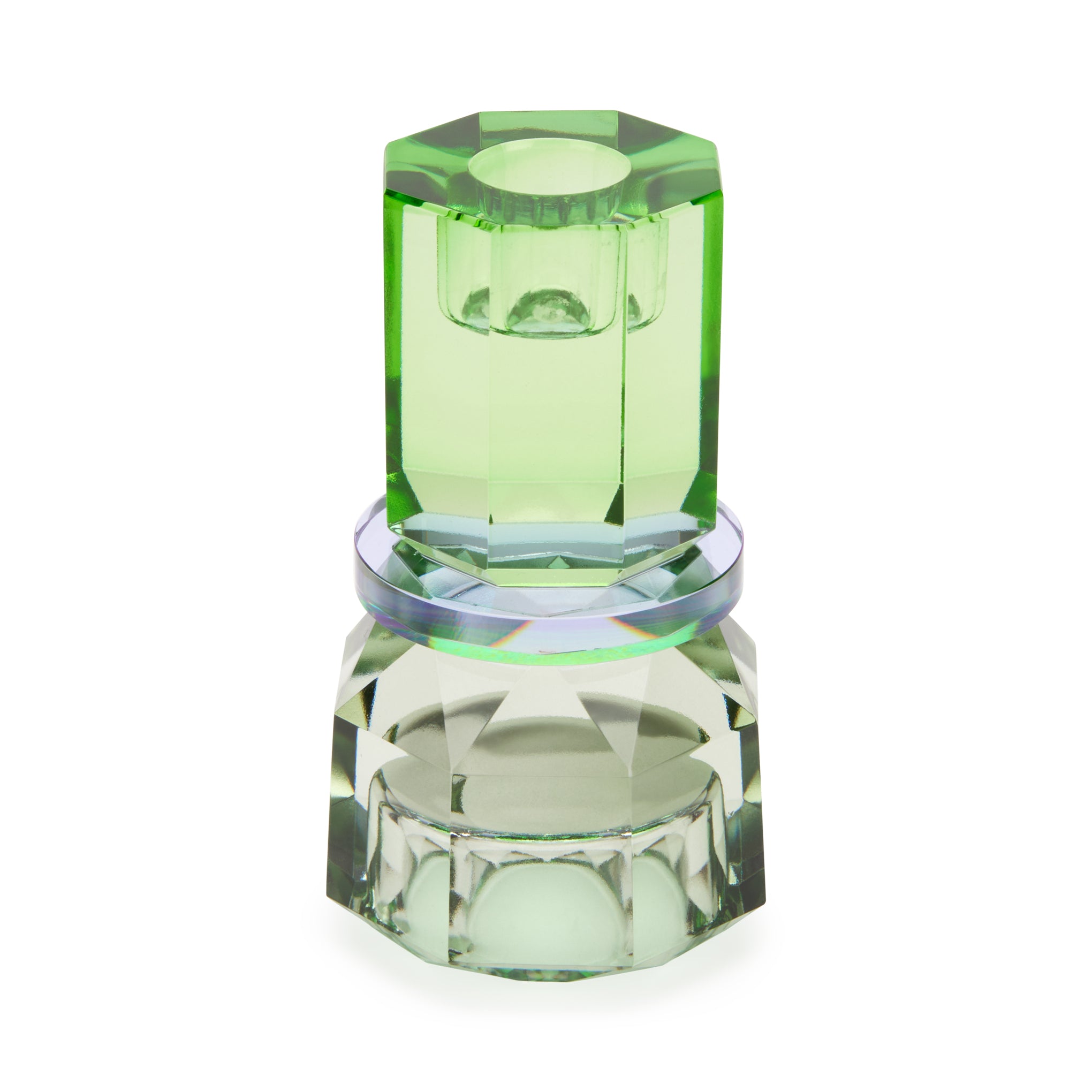 Faceted Crystal Candle Holder - Mint/ Violet/ Olive - Image 4