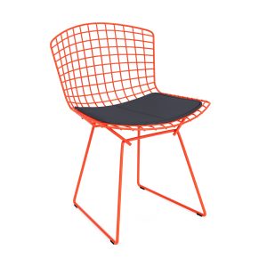 Knoll Side Chair with Cushion by Harry Bertoia - Orange/ Riverbed