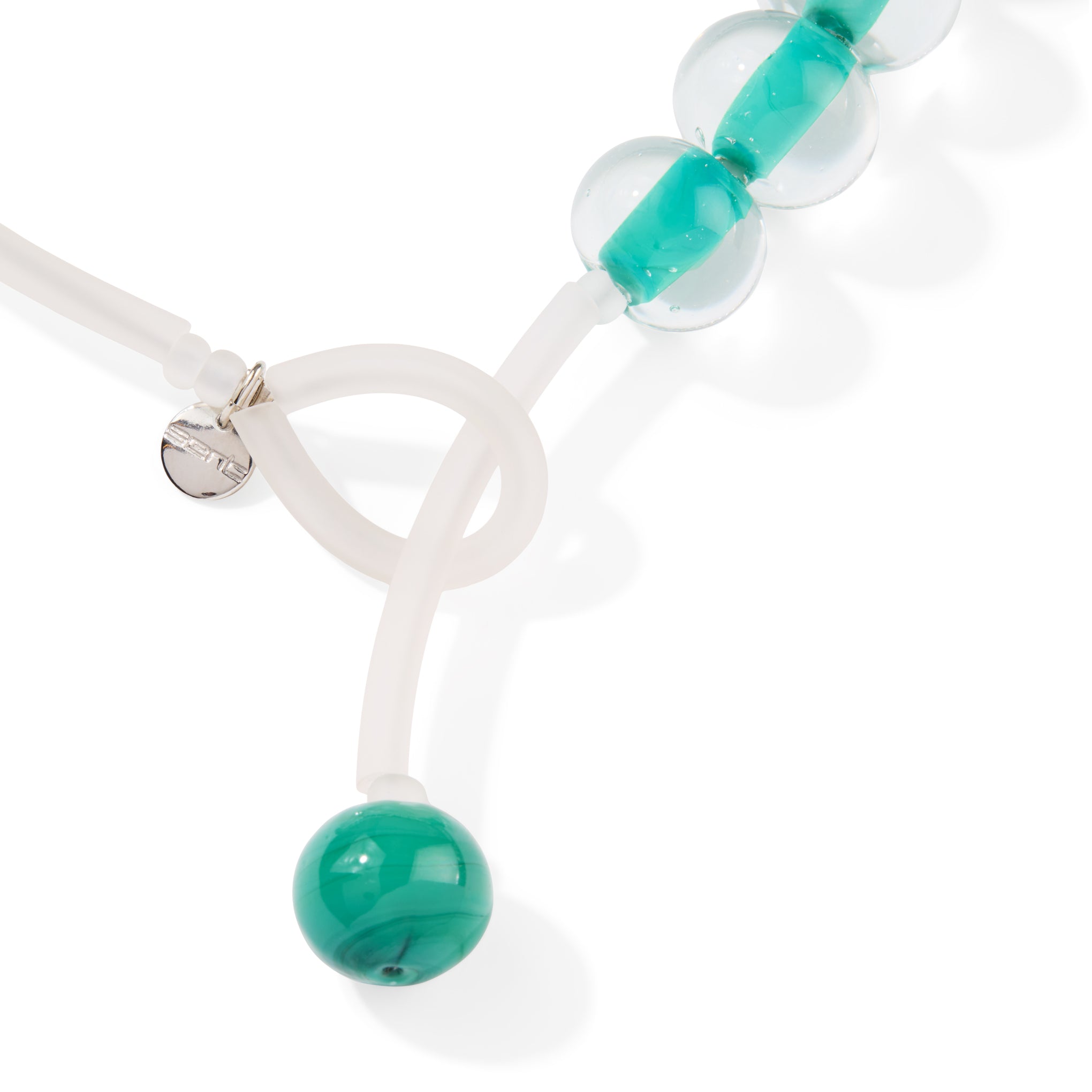 Glass Ball Strip Necklace - Turquoise - Image 3