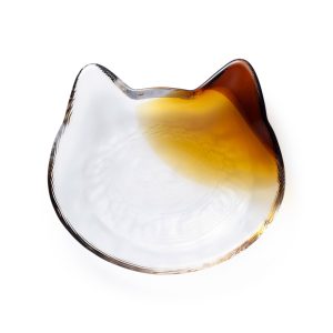 Glass Cat Face Dish - Brown