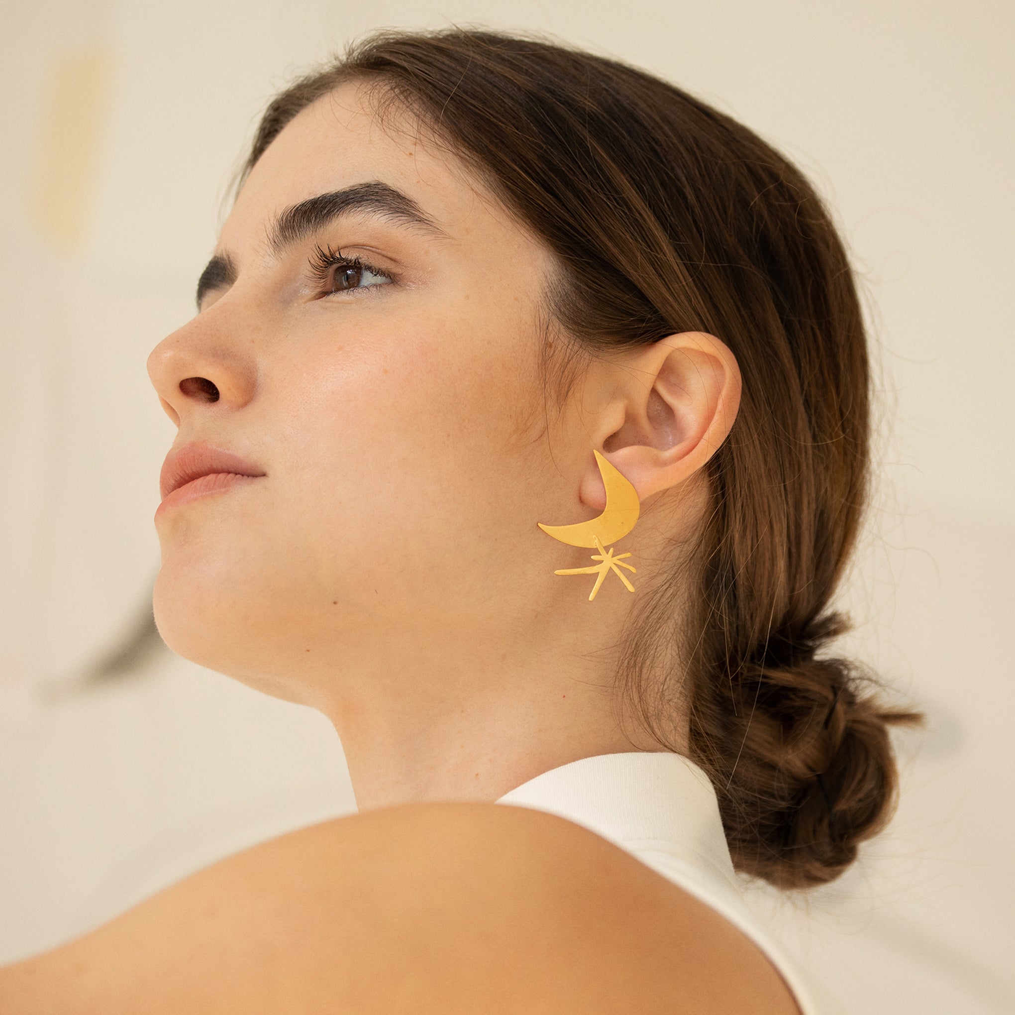 Joan Mir?? Gold-Plated Moon & Star Earrings - Image 4