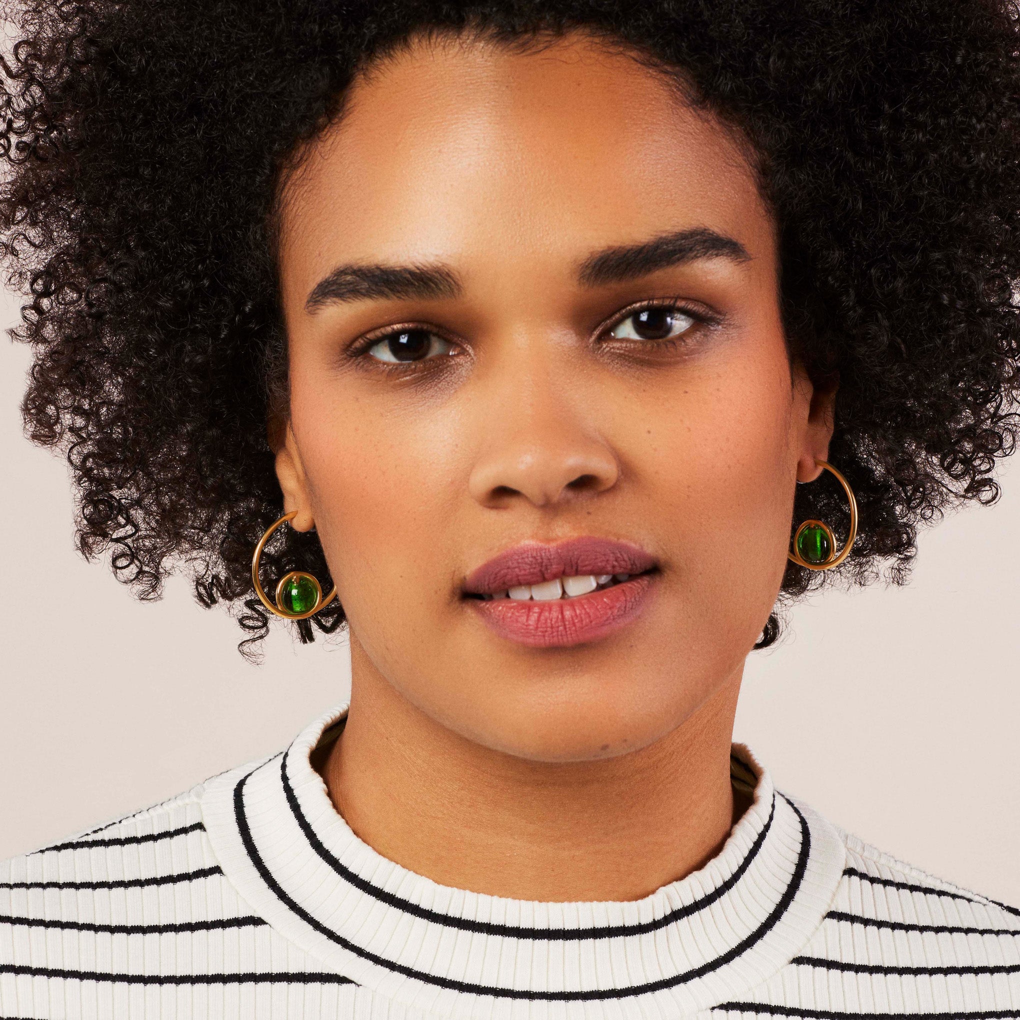 Soko Gold-Plated Mpira Glass Hoop Earrings - Image 4