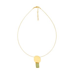 Geometric Collage Gold-Plated Pendant Wire Necklace