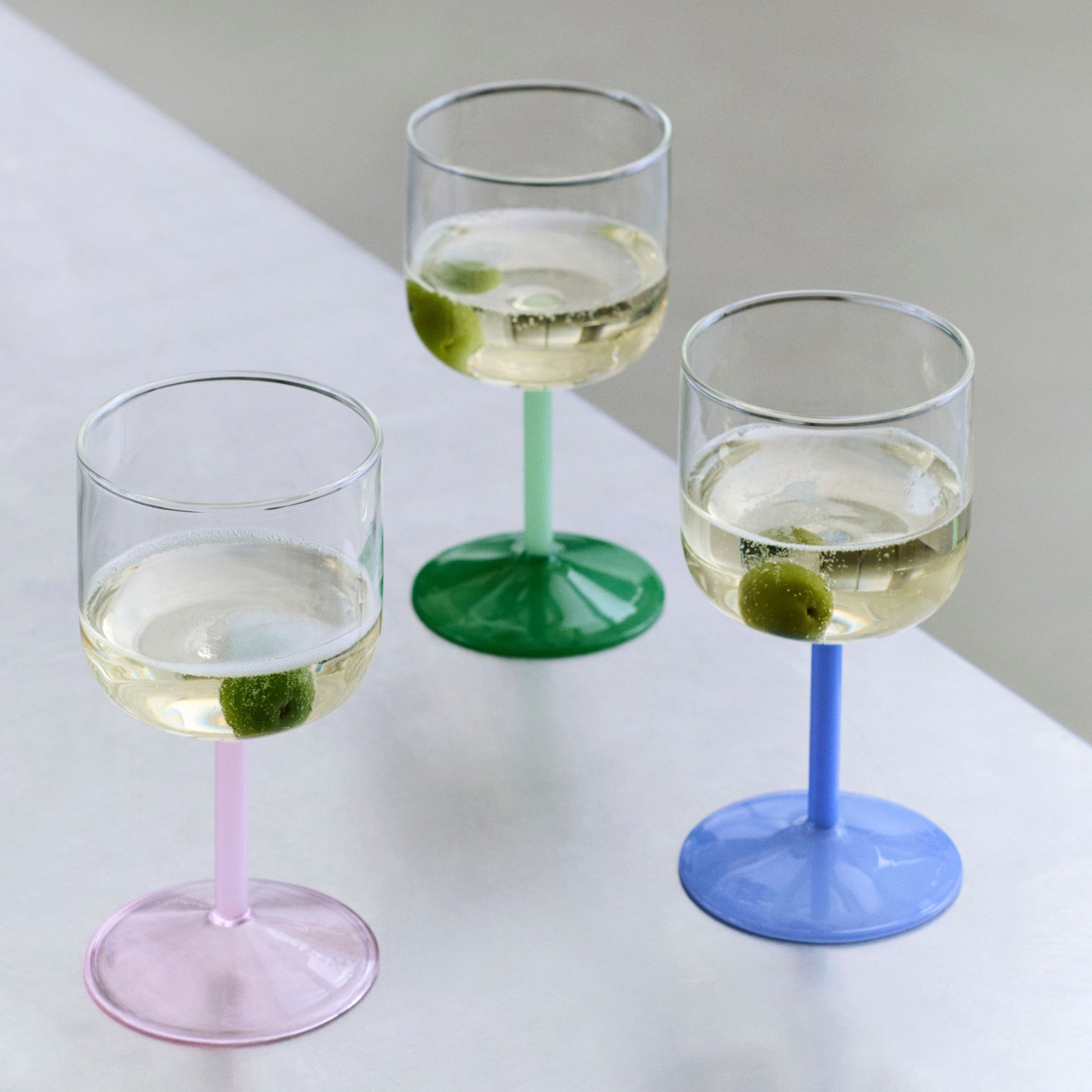 HAY Tint Wine Glasses - Set of 2 - Clear/ Jade Light Blue - Image 2
