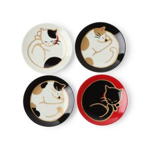 Porcelain Cat Plate - Set of 4