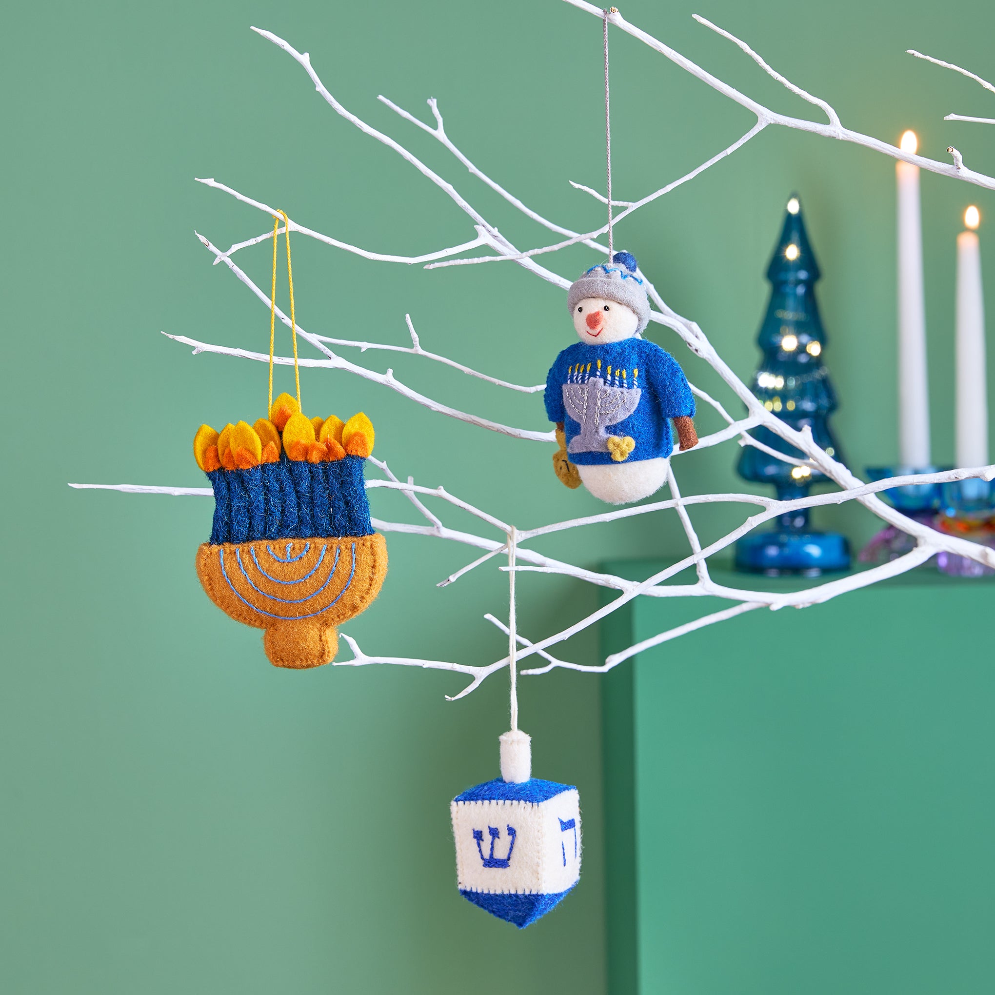 Felt Hanukkah Ornament - Felt Menorah - Image 2