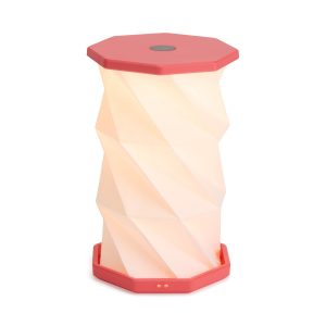 Twist Hexagon Portable Table Lamp - Coral Red