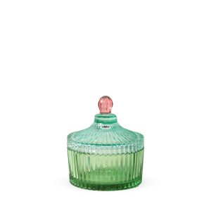 Candy Stripe Glass Storage Jar - Green/ Light Mint