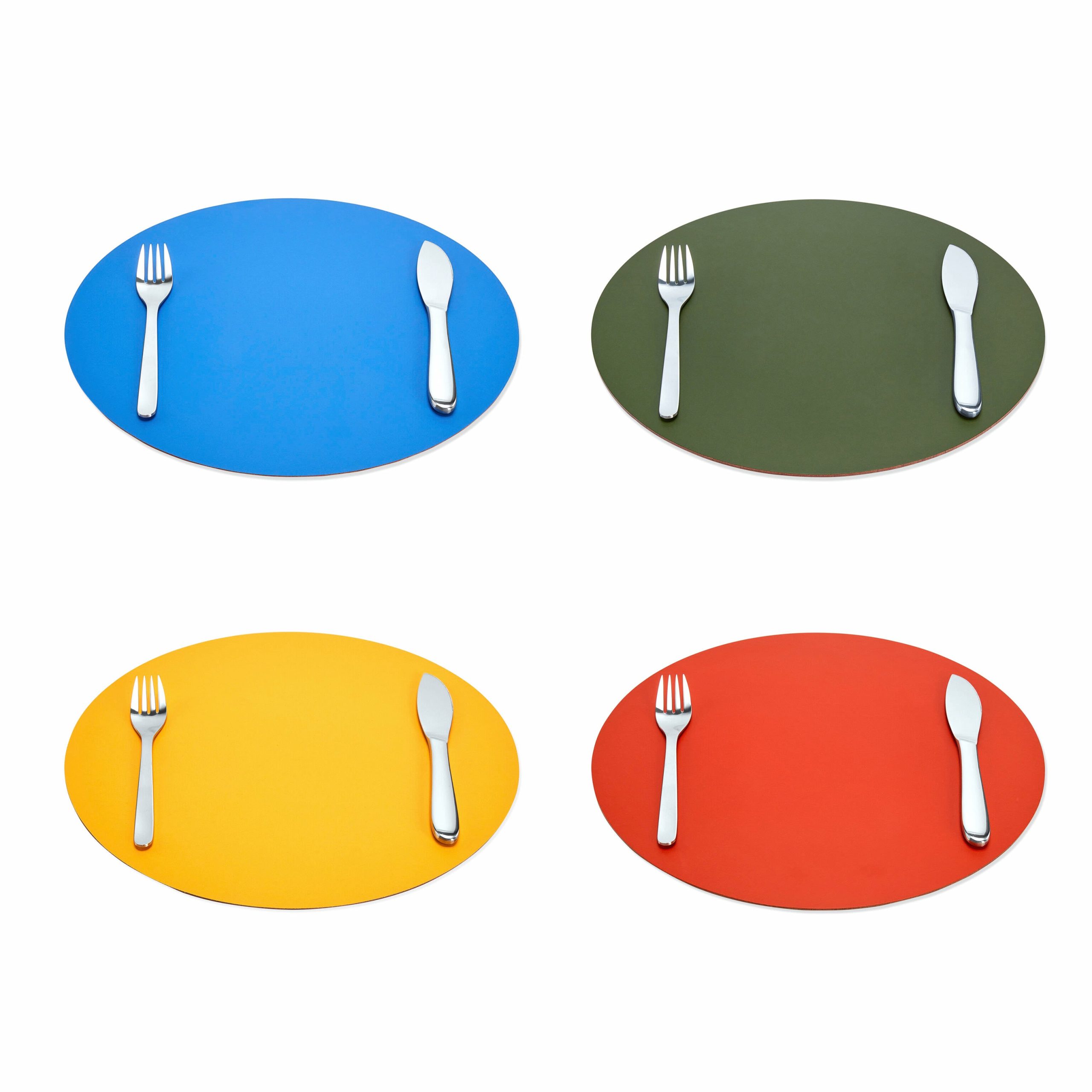 Dual-Sided Recycled Leather Placemat - Blue/ Light Pink - Image 10