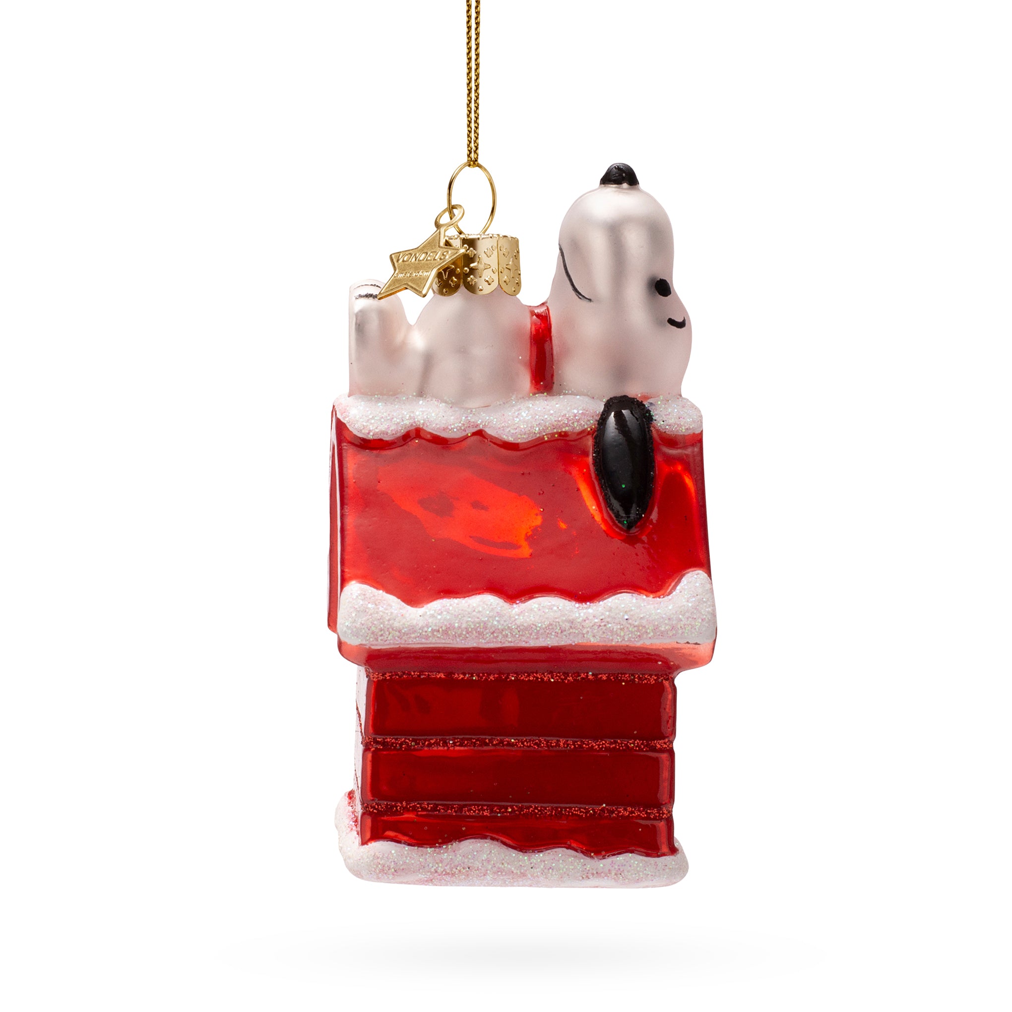 Snoopy Glass Holiday Ornament - Snoopy on Doghouse - Image 2