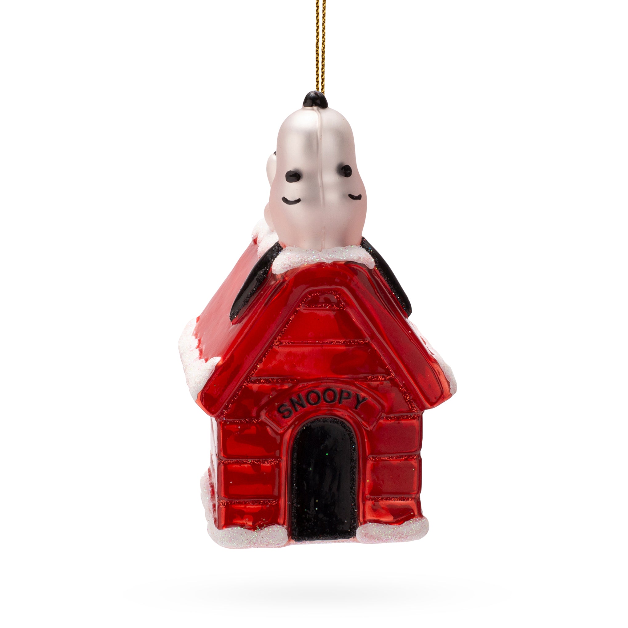Snoopy Glass Holiday Ornament - Snoopy on Doghouse - Image 3