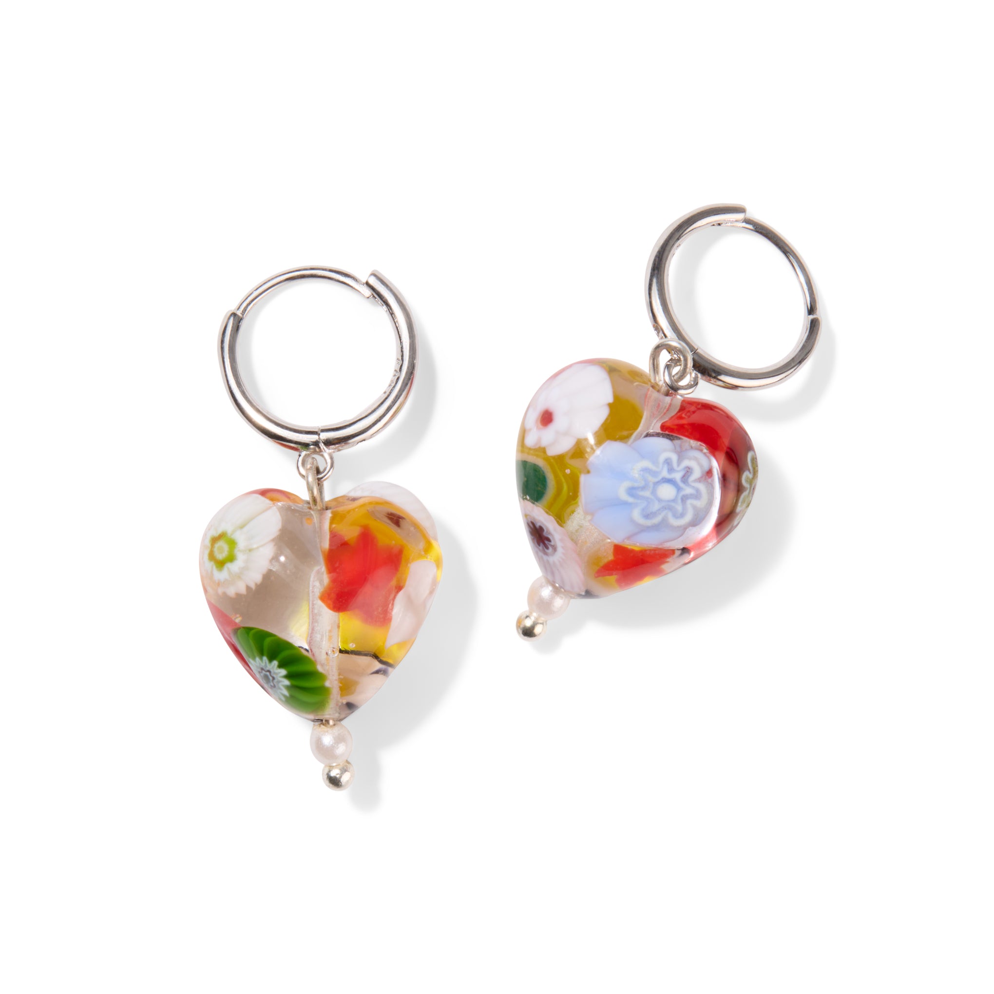 Yam Posy Huggie Hoop Earrings - Silver/ Multi - Image 3