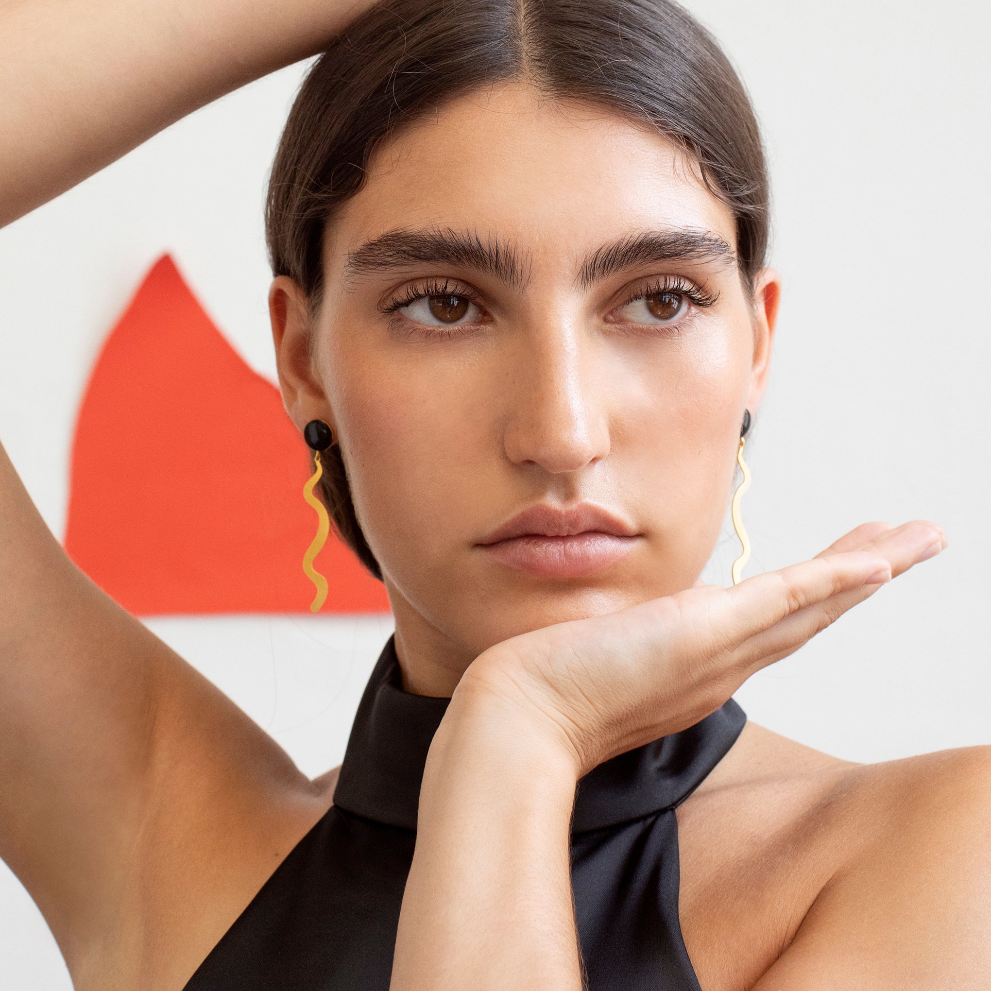 Joan Mir?? Gold-Plated Dot Squiggle Earrings - Image 2