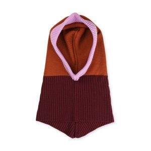 Verloop Color Mix Knit Hood - Wine Red