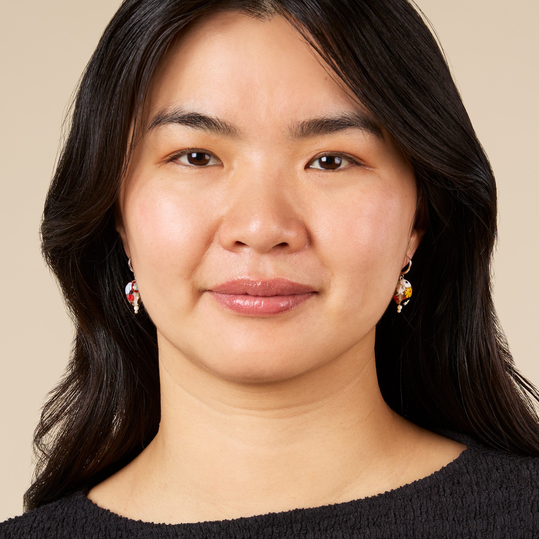 Yam Posy Huggie Hoop Earrings - Silver/ Multi - Image 5