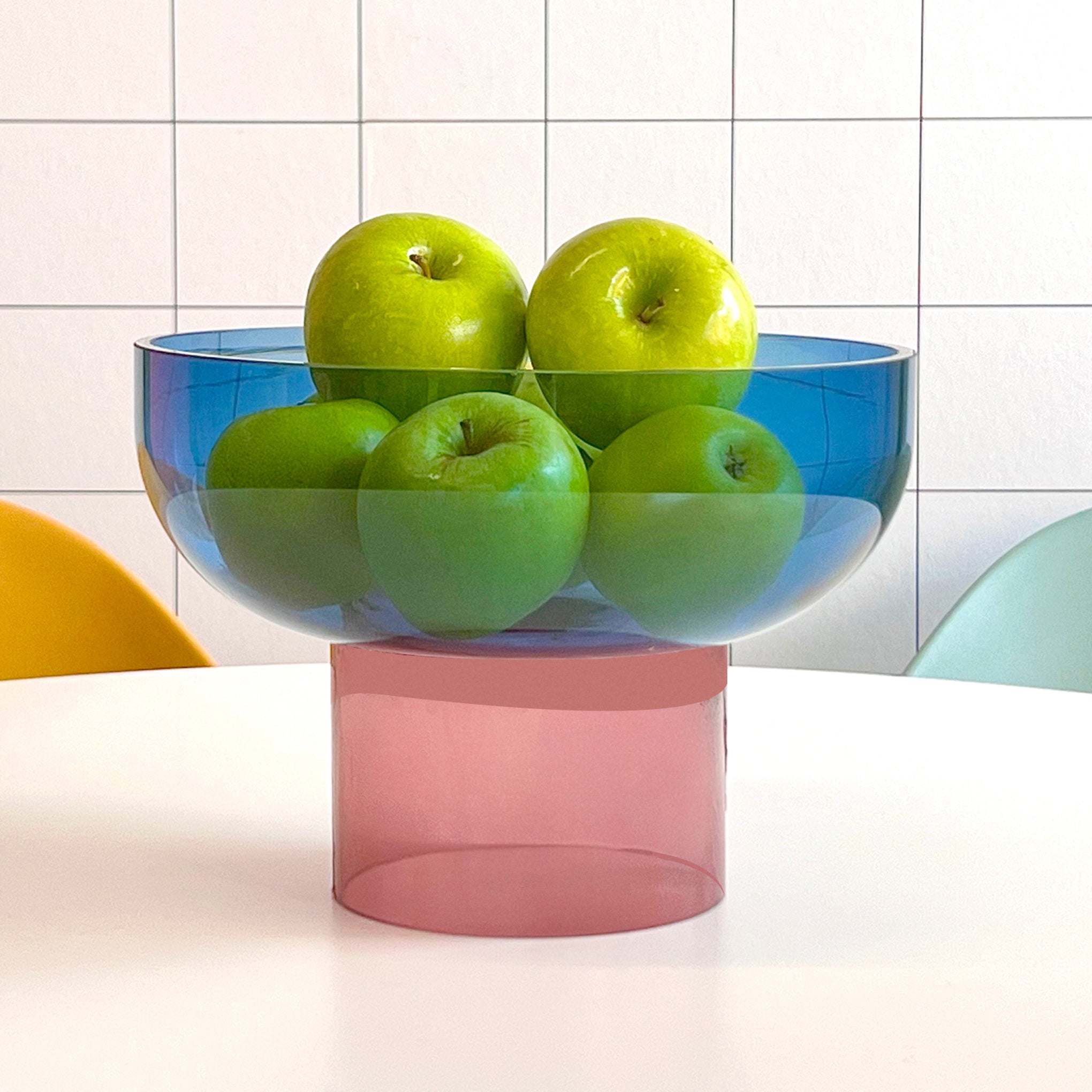 Dual Color Glass Fruit Bowl - Blue/ Pink - Image 2