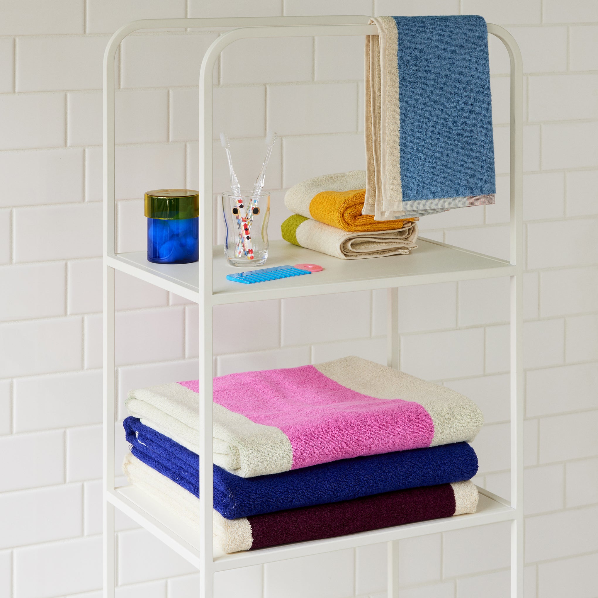 Martens Organic Cotton Towel - Royal Blue/ Peach - Image 2