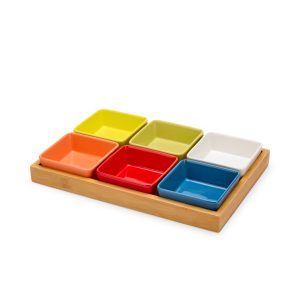 Snack and Serve Tray with Set of 6 Bowls