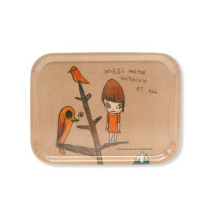 Yoshitomo Nara Birch Wood Tray - Tan/ Multi