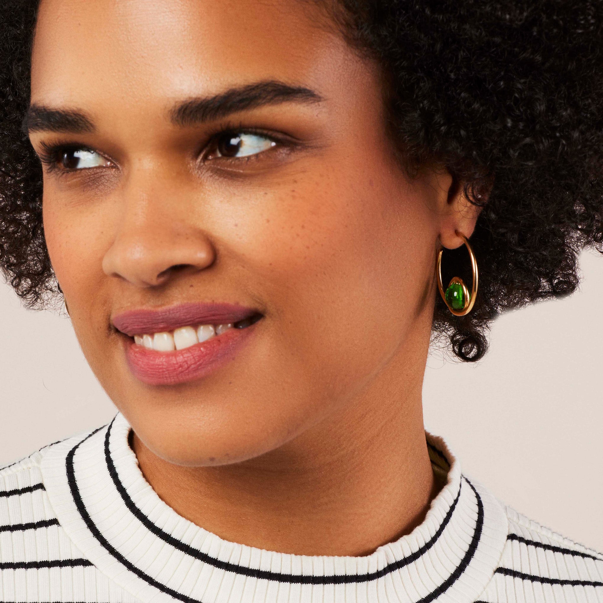 Soko Gold-Plated Mpira Glass Hoop Earrings - Image 2