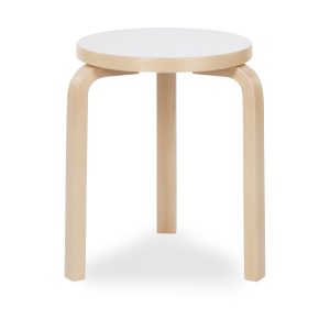 Artek Aalto Stacking Stool 60 - White/ Birch