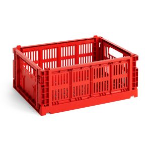 HAY Recycled Plastic Collapsible Color Crate - Red