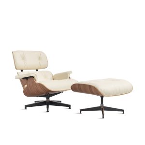 Eames® Lounge Chair and Ottoman from Herman Miller - Walnut/ Ivory Bamboo Leather