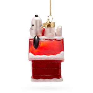 Snoopy Glass Holiday Ornament - Snoopy on Doghouse