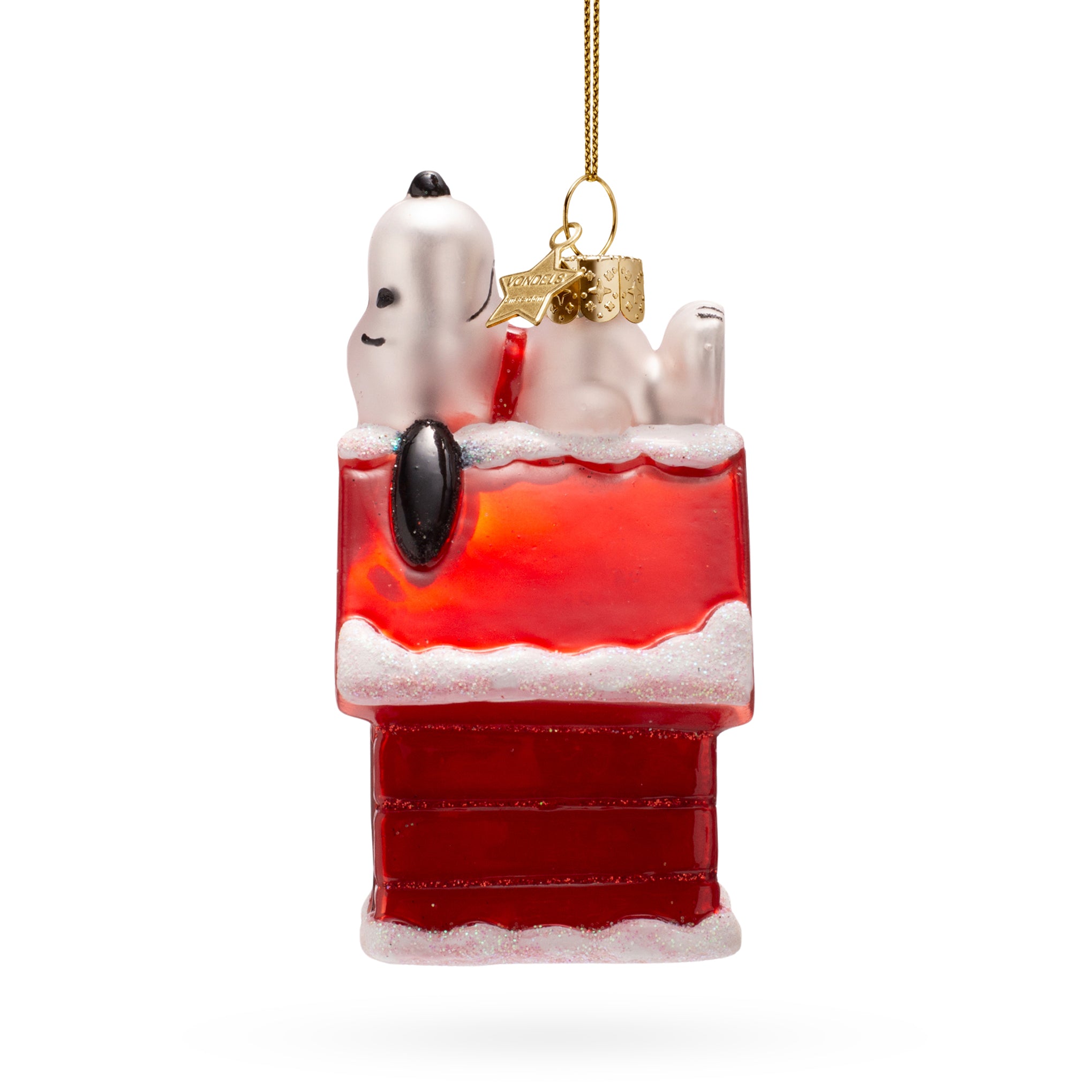Snoopy Glass Holiday Ornament - Snoopy on Doghouse