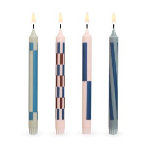 HAY Pattern Taper Candle - Light Pink/ Blue