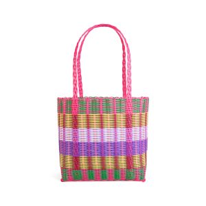 Rayas Multi-Colored Recycled Plastic Basket Bag - Loco Rosa
